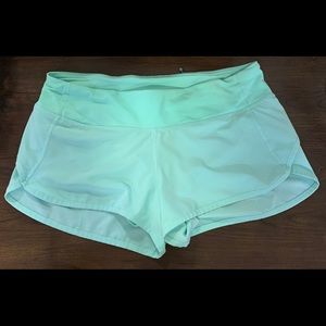 Lululemon Speed Shorts Mint Green size 6